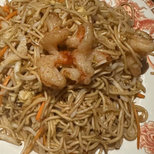 Nouilles sauté aux crevettes 虾炒面