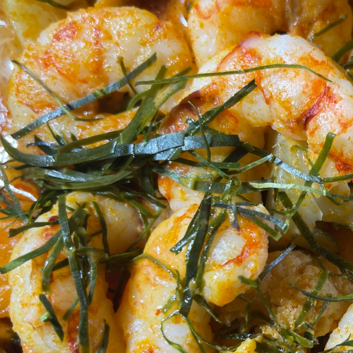 Wildfang Crevetten mit Paneng Curry (mittelscharf)
