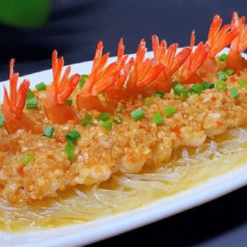C15 . Crevettes  à la vapeur avec vermicelles