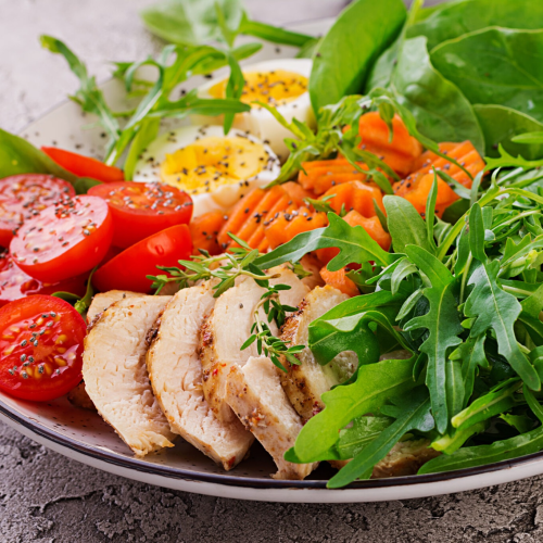 Fitnessteller mit Poulet