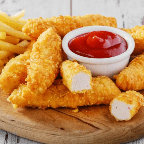 Hausgemachte Chicken Nuggets mit Pommes Frites