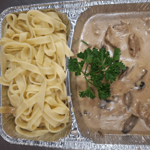 Kalbsgeschnetzeltes an Champignonrahmsauce