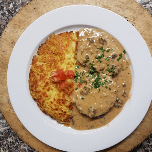 Kalbshackbraten an Pilzsauce
