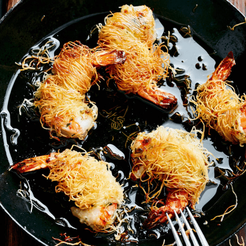 Crevetten in Kataifi-Teigfäden