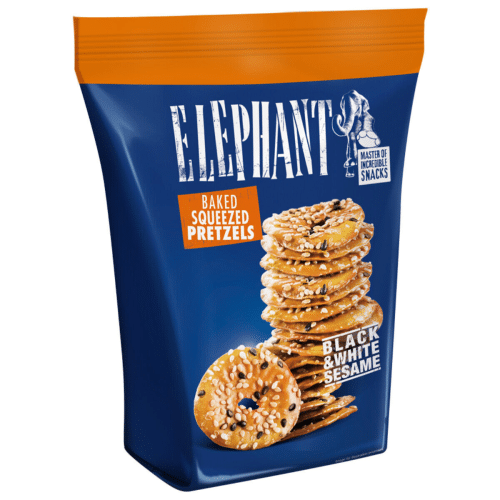 Elephant Pretzels Black White Sesam