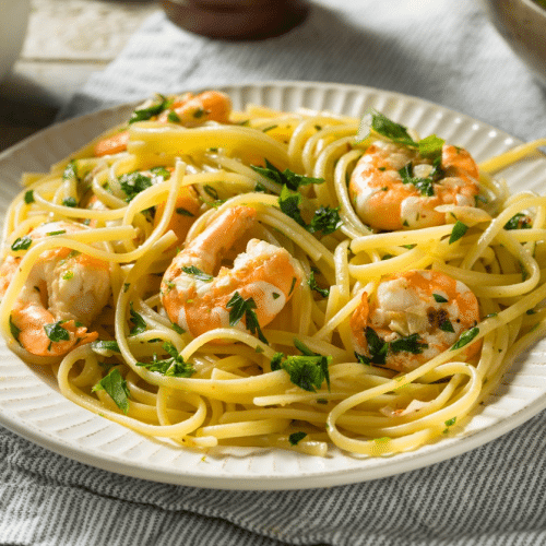 Spaghetti à l ail avec crevettes