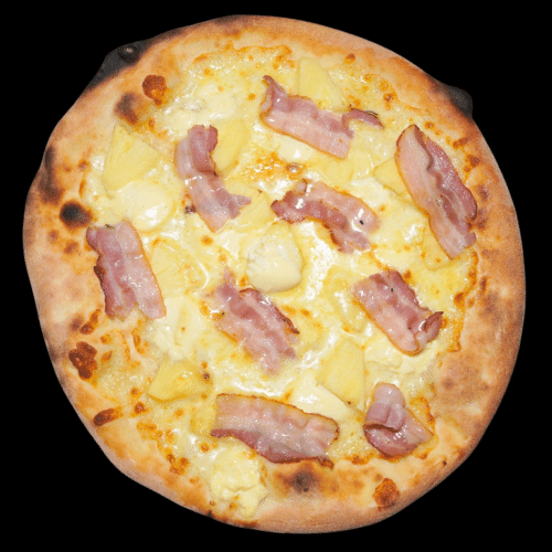 Pizza Creme fraiche mit Speck und Ananas