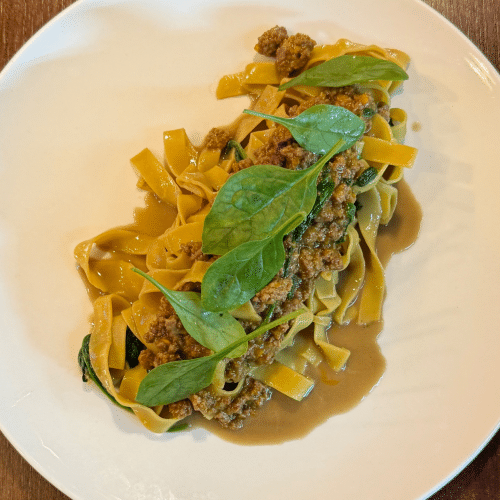 Tagliatella La RagÙ Di Cinghiale E Spinacino