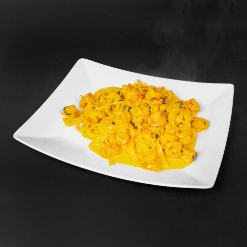 Tagliatelle aux gambas safrané