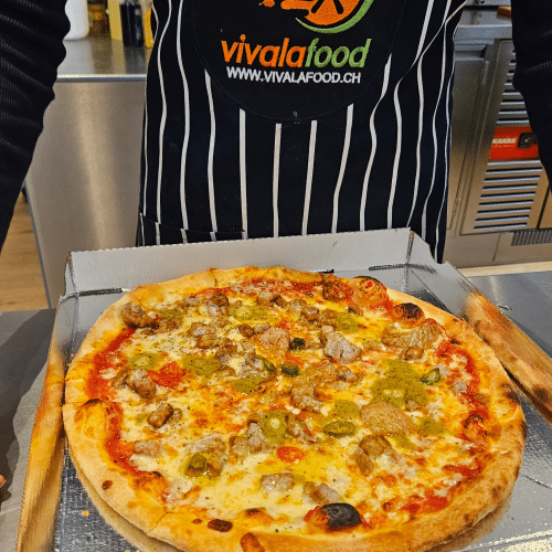 Pizza mit Kalbfleisch
