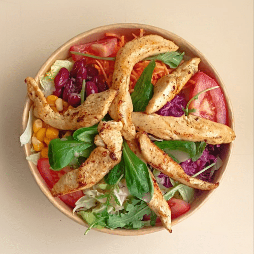 Fitness Teller mit Pouletbruststreifen