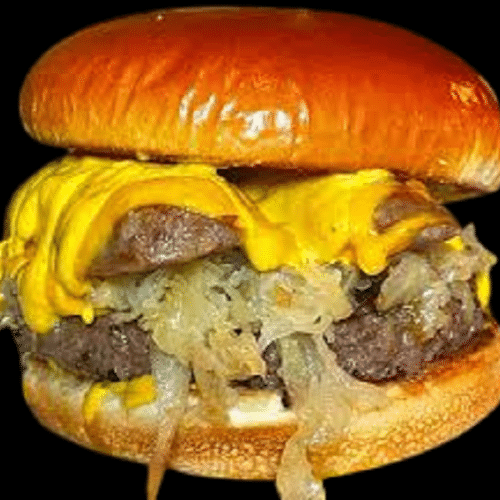 Sauerkraut Bacon Double Cheesy Houseburger