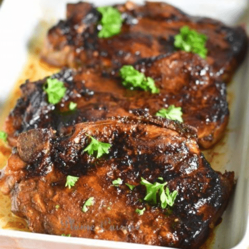 Tranche de porc mariné beurre Michel et frites