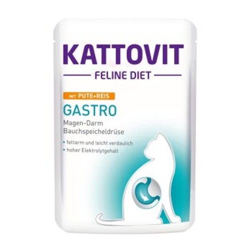 KATTOVIT Feline Diet Nassfutter Katze Gastro Adult Pute und Reis 85g
