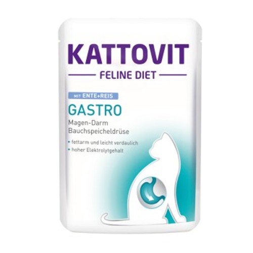 KATTOVIT Feline Diet Nassfutter Katze Gastro Adult Ente und Reis 85g