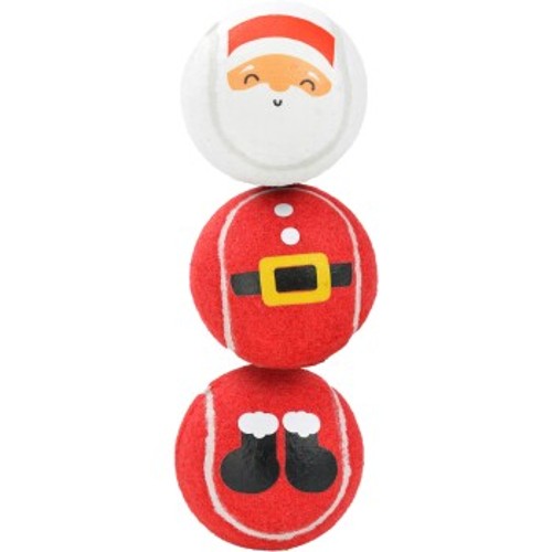 FIT+FUN Spielzeug Xmas Tennisball Set Santa 3 Stück