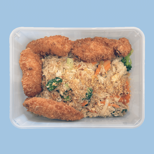 H5: Pouletfilet mit gebratenem Reis, inkl. 1 Mineralwasser