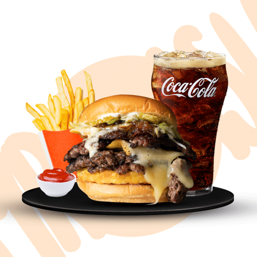 Double Raclette Smash Burger Menü