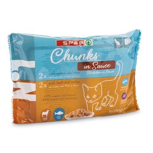 SPAR No.1 Katzenn. Lachs/Lamm 4x100g