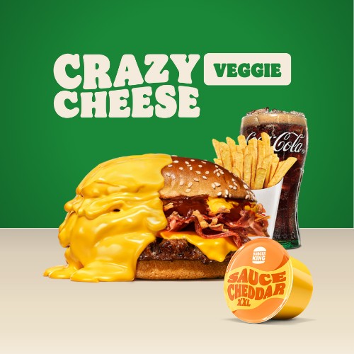 Crazy Cheese BBQ Veggie Menu + XXL Cheddar dip
