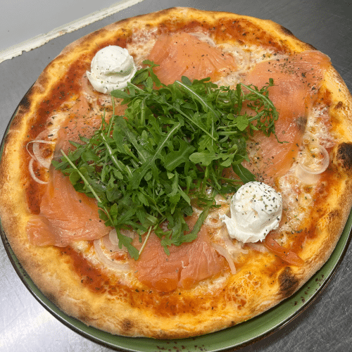 Pizza Lachs mit Frischkäse