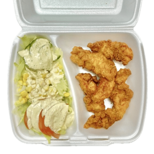 Pouletknusperli mit Salat  ( 6 Stück )