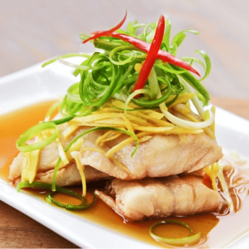 Filet de Bar à la vapeur/Steamed Bass Fillet 清蒸鲈鱼片