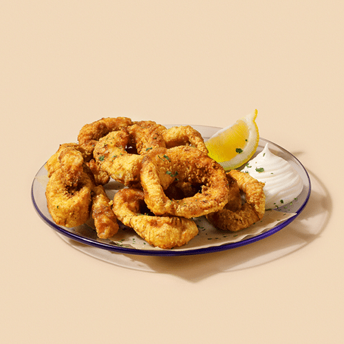 Panierte Tintenfischringe