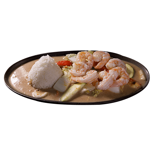 Erdnusssauce mit Großgarnelen