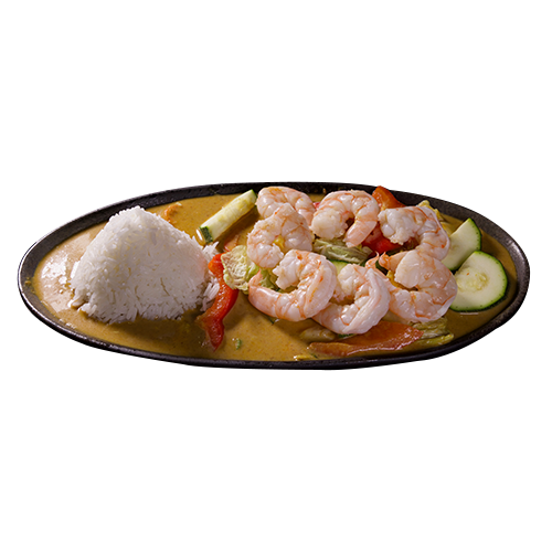 Curry-Erdnusssauce mit Großgarnelen