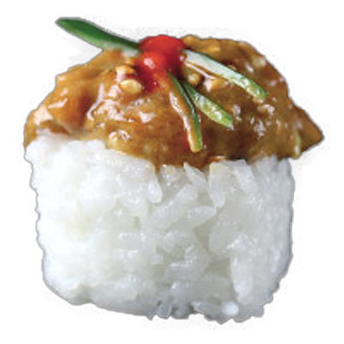 Salmon Mousse Ura-Maki (4 pieces, spicy)