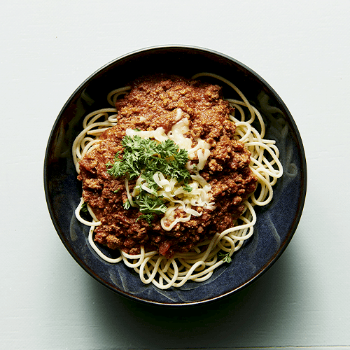 Spaghetti med kødsovs