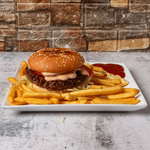 Hjemmelavet Burger med Pommes Frites