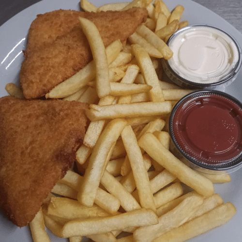 Fiskefilet med Pomfritter (2stk.)