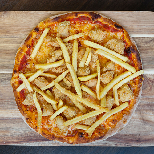 Popcorn chicken pizza
