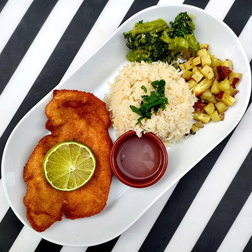 Poulet pané frit, sauce au citron vert