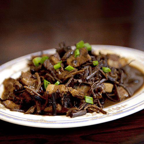 茶树菇烧肉 Champignons mijotés à la viande