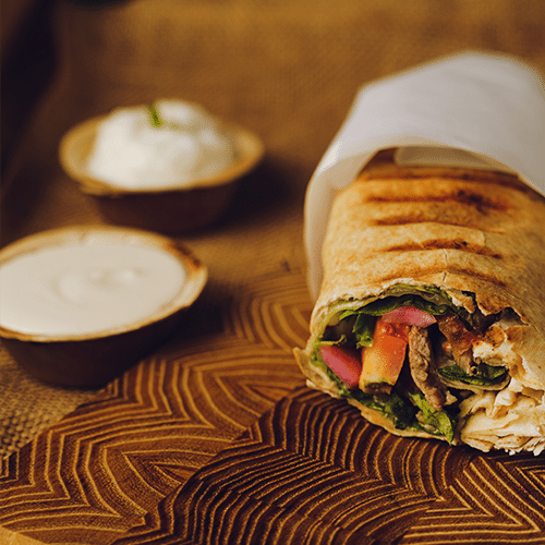 Veal shawarma pita