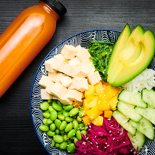 Menu grand poké vegan et boisson
