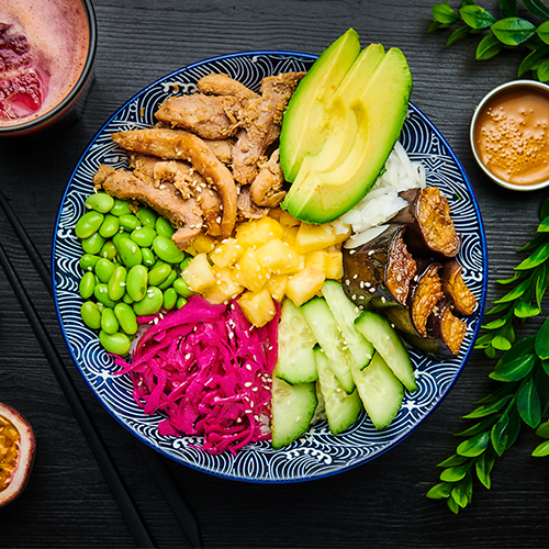 Poke bowl poulet citronnelle