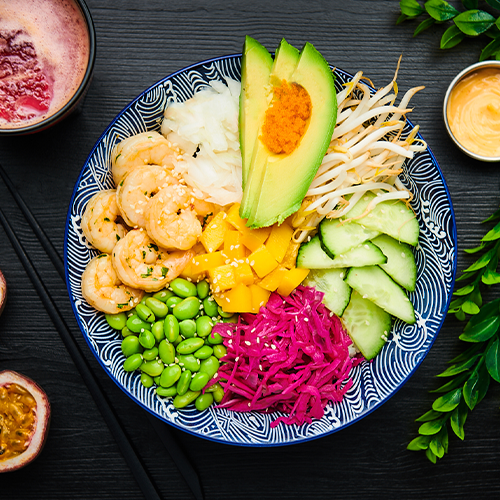 Poke bowl crevettes