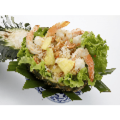 Riz sauté aux fruits de mer et à l'ananas