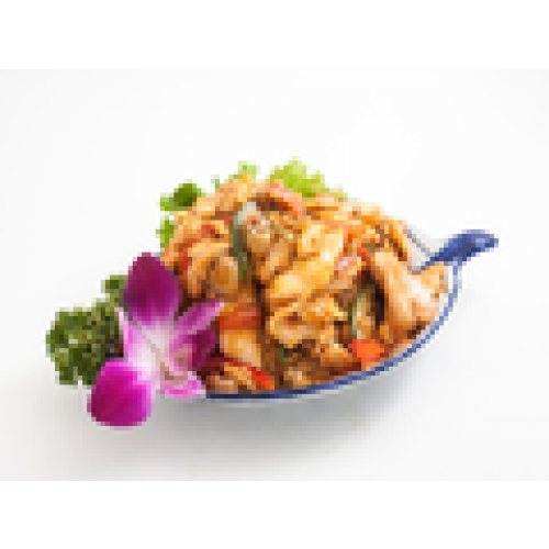 Poulet sauté aux légumes parfumé au feuilles de bergamote épicé