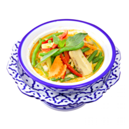 Assortiment de légumes au curry rouge et lait de coco