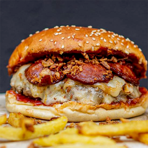 Double meat and cheese italian burger