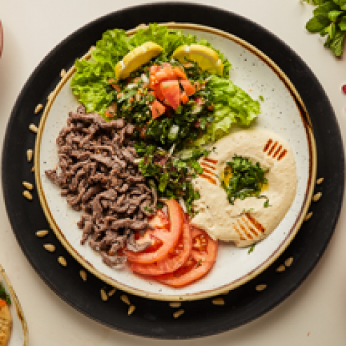 Chawarma viande-tabbouli-hommos