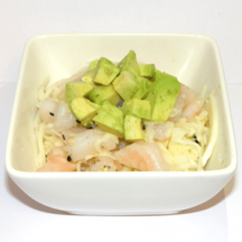 Salade de chou, crevette et avocat