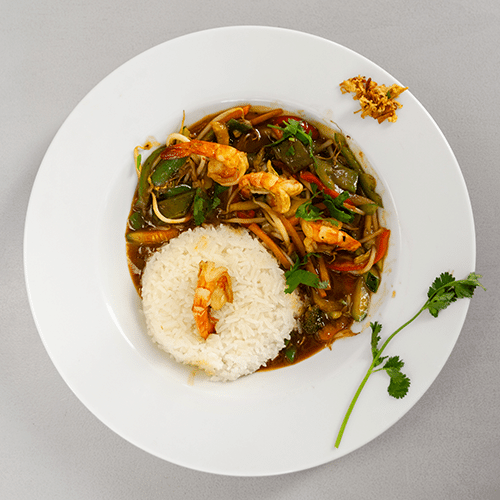 Wok de crevettes aux légumes