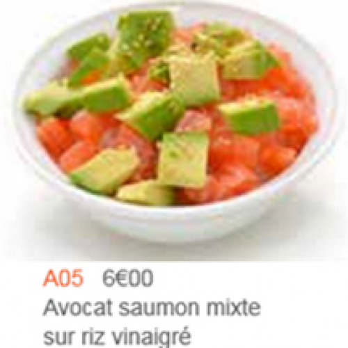 Avocat Saumon Mixte Sur Riz Vinaigré