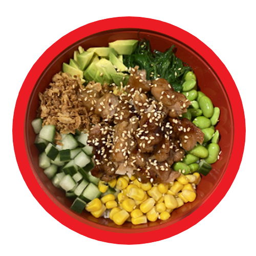 Poke bowl teriyaki chicken